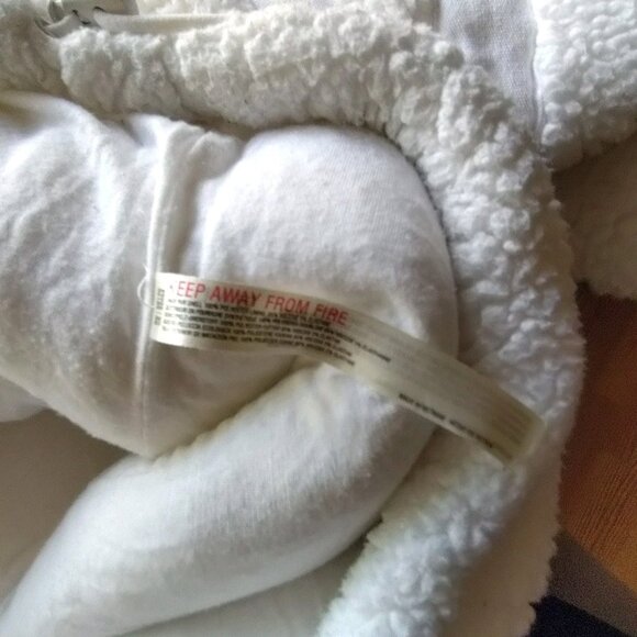 FREE PEOPLE White Nantucket‎ Oversized Sherpa Fleece PULLOVER JACKET Ivory Sz L - Picture 5 of 8